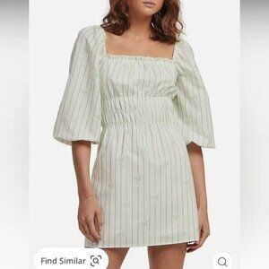 CHARLIE HOLIDAY Boheme Palm Stripe Linen Mini Dress- Size 8
